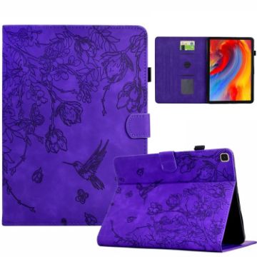 Samsung Galaxy Tab A7 10.4 T500 Purple Floral Bird Leather Case - 1