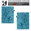 Samsung Galaxy Tab A7 10.4 T500 Floral Bird Embossed Leather Case Blue - 6