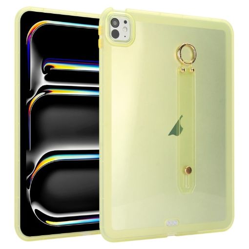 iPad Pro 13 2024 Yellow Wristband Holder Hybrid TPU Tablet Case - 1