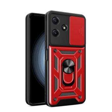 Redmi 12 5G Phone Case with Sliding Camera Cover TPU+PC (Red) - 1