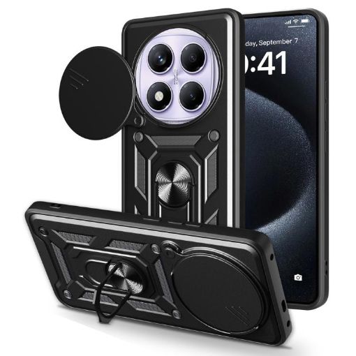Redmi Note 14 Pro 4G Case - Black Sliding Camera Cover TPU+PC - 1