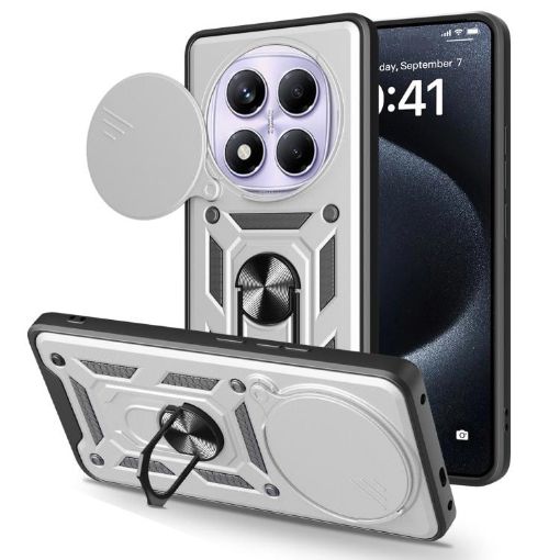Redmi Note 14 Pro 4G Silver Case with Sliding Camera Cover TPU+PC - 1