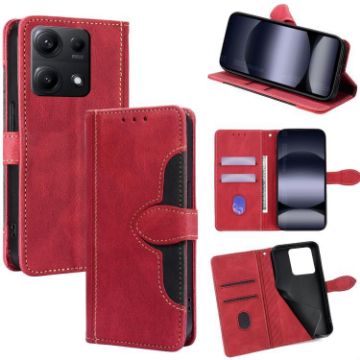 Red Leather Magnetic Buckle Phone Case for Redmi Note 14S 4G - 1