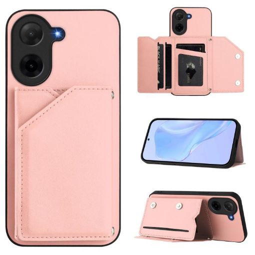 Redmi A5/Poco C71 Pink Phone Case with Wrist Strap & Card Slots - 1