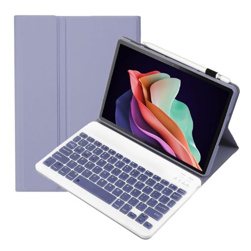 Huawei MatePad SE 10.4 AH13 Bluetooth Keyboard Leather Case - Lavender White - 1
