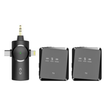 AP009 Wireless Lavalier Microphone with 3 in 1 Receiver (Black) - 1