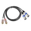 3m Black Silver 2 RCA Male to 2 XLR 3pin Male Audio Cable - 1