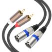 3m Black Silver 2 RCA Male to 2 XLR 3pin Male Audio Cable - 2