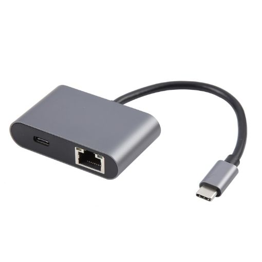 4 in 1 USB-C to RJ45, PD & Dual USB 3.1 Ethernet Adapter Cable - Grey - 1