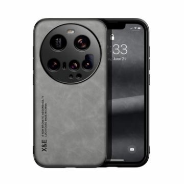 Xiaomi 15 Ultra Light Grey Magnetic Leather Phone Case Skin Feel - 1
