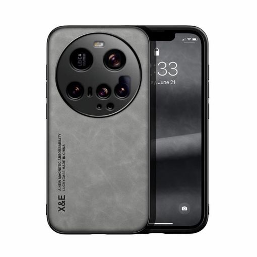 Xiaomi 15 Ultra Light Grey Magnetic Leather Phone Case Skin Feel - 1