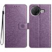 Xiaomi Poco F7 Pro/Ultra Purple Flower Embossed Leather Phone Case - 1