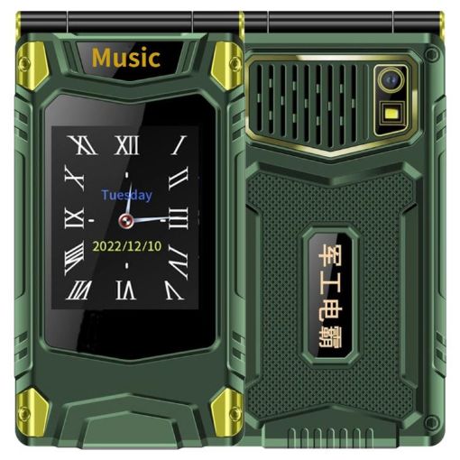 M7+ 4G Dual Screen Flip Phone, 6800mAh, Dual SIM, SOS, US Plug (Green) - 1