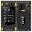 M7+ 4G Dual Screen Flip Phone, 6800mAh, Dual SIM, UK Plug (Black) - 1