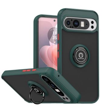Google Pixel 9 Pro XL Q Shadow 1 TPU + PC Case with Ring - Dark Green - 1