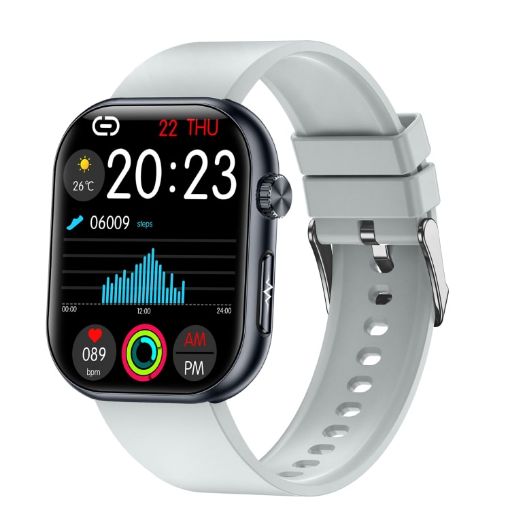 ET587 Smart Watch, 1.95" AMOLED, ECG/Blood Sugar Monitor, Grey - 1