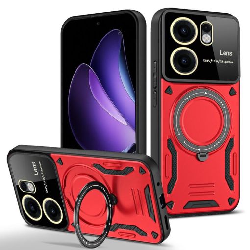 OPPO Reno13 F 4G/5G MagSafe Holder Phone Case Red - Large Window - 1