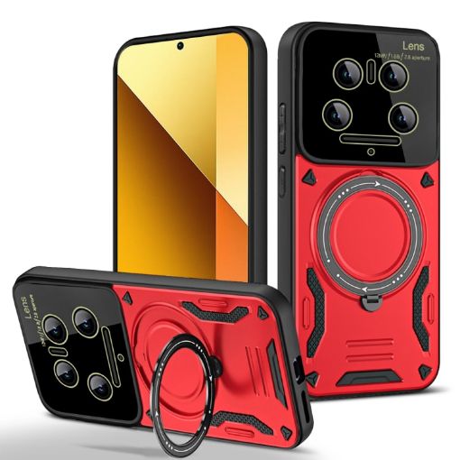 Xiaomi 14 Ultra MagSafe Holder Phone Case - Large Window, Red - 1