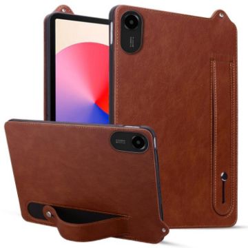 Xiaomi Redmi Pad 2 Brown TPU Leather Tablet Case with Wristband - 1