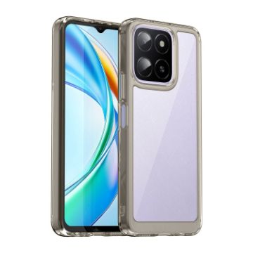 For Honor X5b Plus Transparent Grey Acrylic Hybrid TPU Phone Case - 1