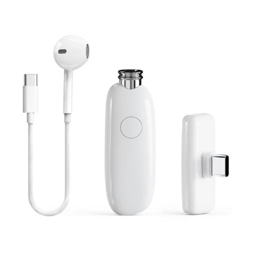 FUNSNAP M3 Wireless Microphone with Monitoring Earphones, Type-C, White - 1
