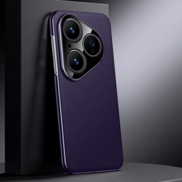 Huawei Pura 80 5G Genuine Leather Phone Case - Dark Purple - 1