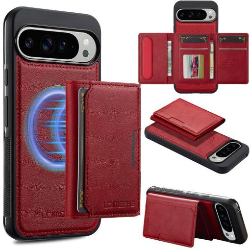 Google Pixel 10/10 Pro LC.IMEEKE L5 RFID Card Bag Magsafe Case Red - 1