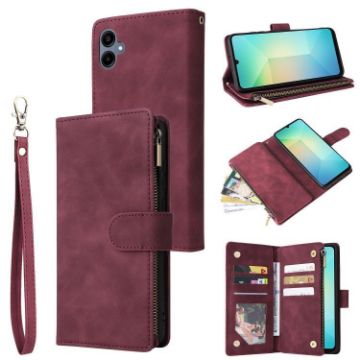 Samsung Galaxy A07 4G/5G Wine Red Leather Wallet Phone Case - 1