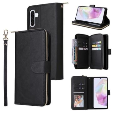 Samsung Galaxy A17 5G Leather Phone Case with 9-Card Slots - Black - 1