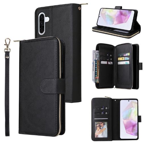 Samsung Galaxy A17 5G Leather Phone Case with 9-Card Slots - Black - 1