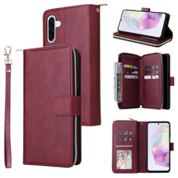 Samsung Galaxy A17 5G Leather Wallet Case, 9-Card Slots, Wine Red - 1