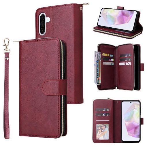 Samsung Galaxy A17 5G Leather Wallet Case, 9-Card Slots, Wine Red - 1