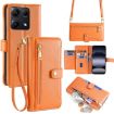 Redmi Note 14S 4G Orange Sheep Texture Leather Wallet Phone Case - 1