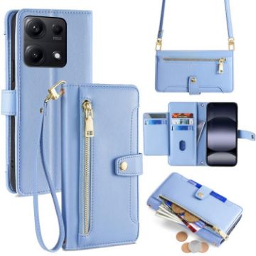 Redmi Note 14S 4G Blue Sheep Texture Leather Wallet Phone Case - 1