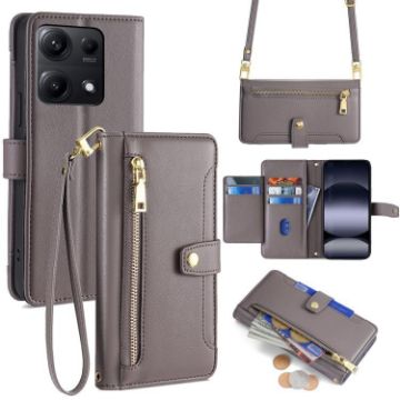 Redmi Note 14S 4G Grey Sheep Texture Leather Wallet Phone Case - 1