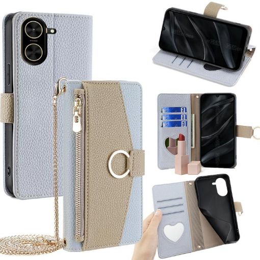 Redmi A5 4G Crossbody Litchi Texture Leather Phone Case Blue - 1