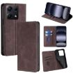 Redmi Note 14S 4G Dark Brown Magnetic Leather Phone Case Skin Feel - 1