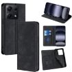 Redmi Note 14S 4G Magnetic Leather Phone Case - Black Skin Feel - 1