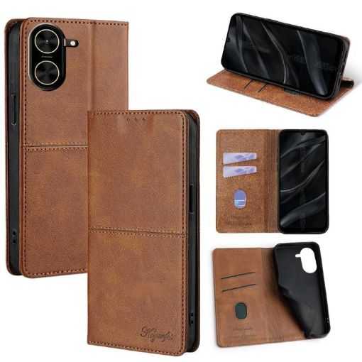 Redmi A5 4G Cow Texture Magnetic Leather Case Light Brown 171.7mm - 1