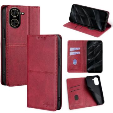 Redmi A5 4G Cow Texture Magnetic Leather Phone Case Red 171.7mm - 1