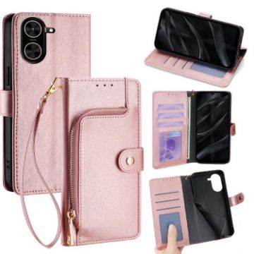 Redmi A5 4G Zipper Bag Leather Phone Case - Rose Gold, 171.7mm - 1
