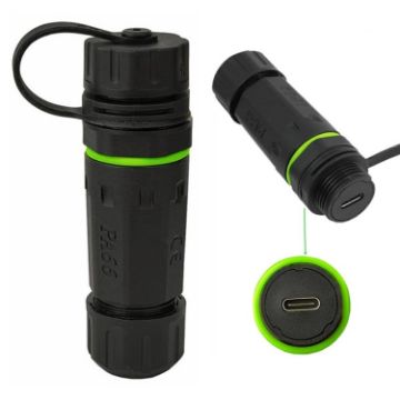 10Gbps IP68 Waterproof Type-C Female to Female Coupler Adapter w/Cover - 1