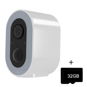 WiFi Tuya Smart HD Battery Camera, EU Plug, 32GB Memory (White) - 1
