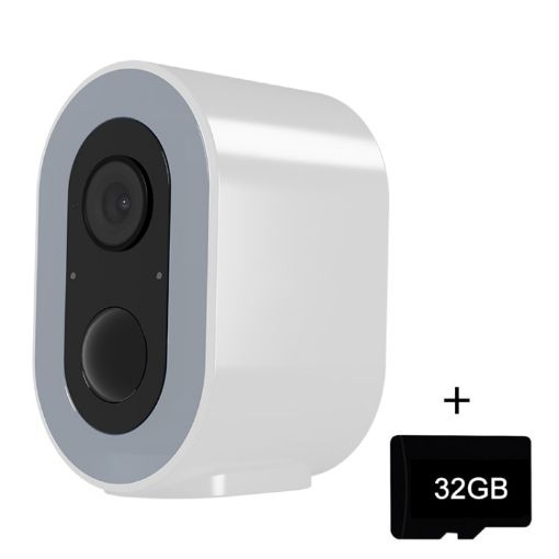 WiFi Tuya Smart HD Battery Camera, EU Plug, 32GB Memory (White) - 1