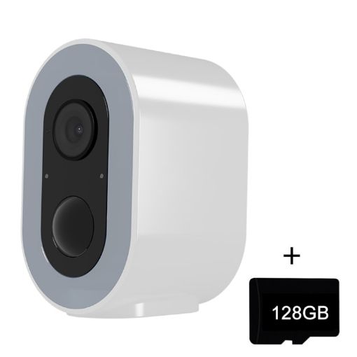 WiFi Tuya Smart HD Battery Camera, US Plug, 128GB Memory (White) - 1