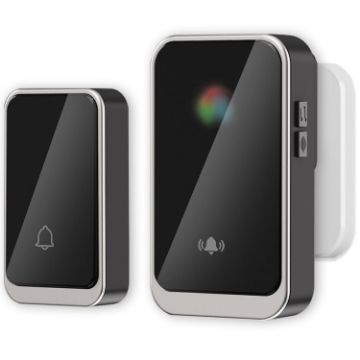 A20 Pro Waterproof Rechargeable Wireless Doorbell, EU Plug, Black - 1