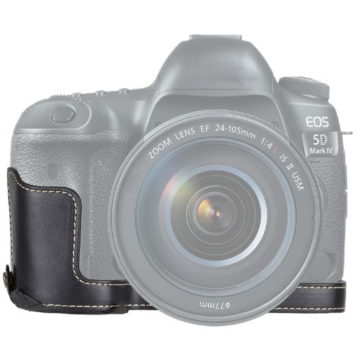 Canon EOS 5D Mark IV/III Black PU Leather Camera Half Case Base 1/4" Thread - 1