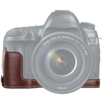 Canon EOS 5D Mark IV/III PU Leather Camera Half Case Base, Coffee - 1