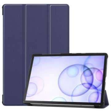 Galaxy Tab S6 T860/T865 Dark Blue Leather Case with Holder & Sleep Function - 1