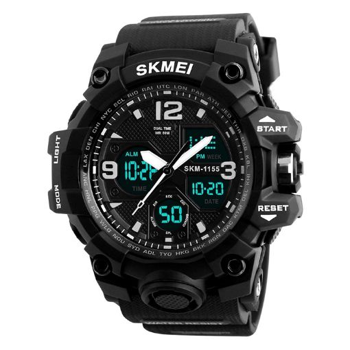 SKMEI 1155B Men's Outdoor Sports Waterproof Large Dial Watch - Black - 1